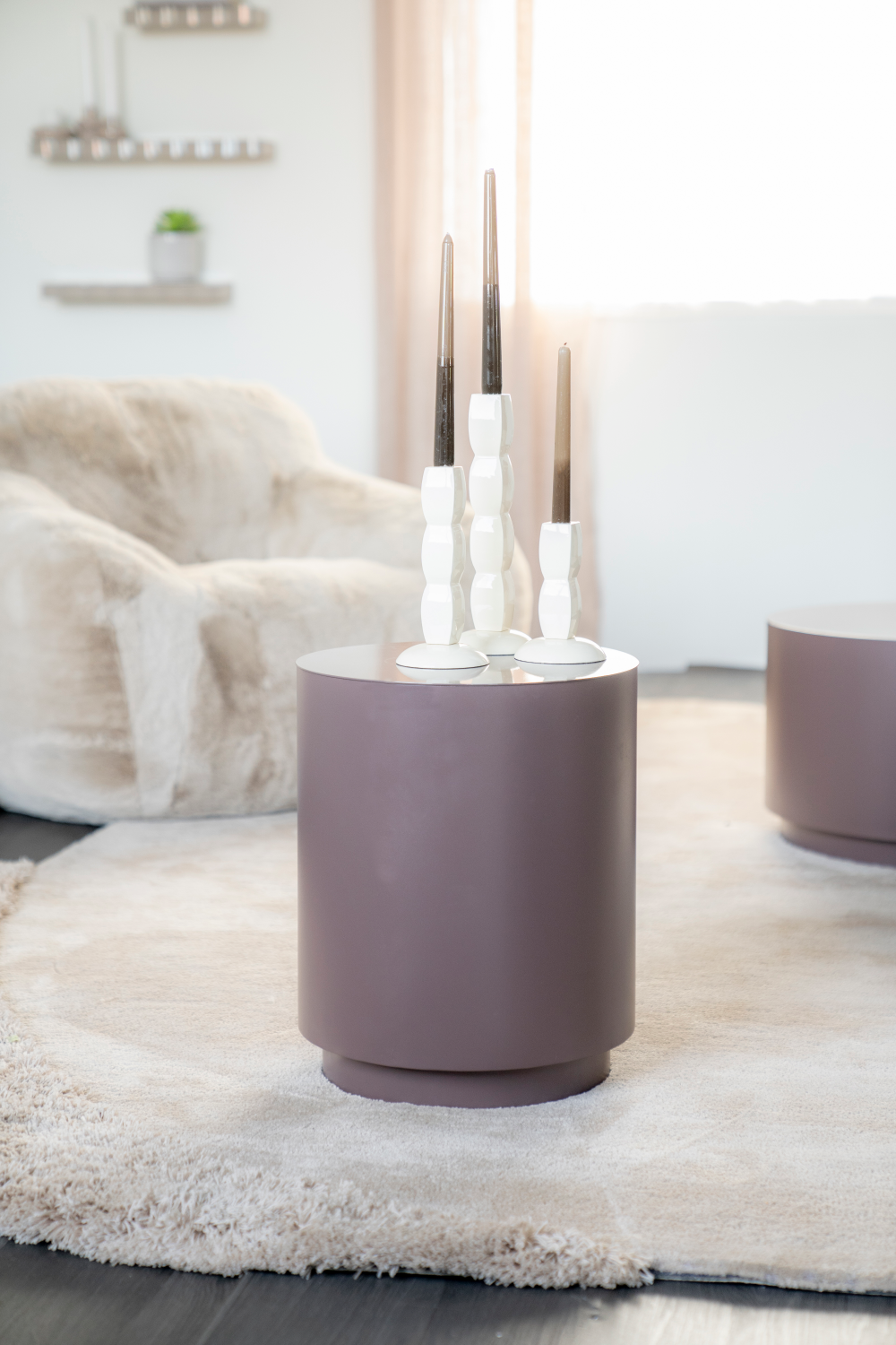 Table d'appoint cylindrique en fer