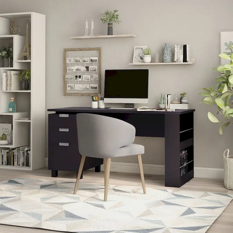 Bureau informatique Morr Modern Espresso de 59 pouces en bois avec 2 tiroirs par Furniture of America