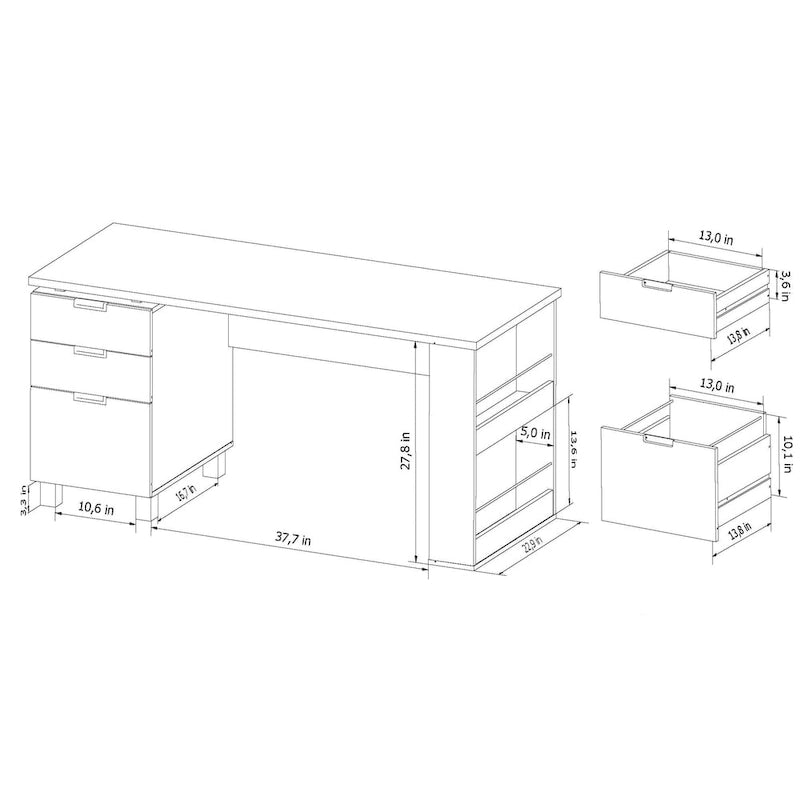 Bureau informatique Morr Modern Espresso de 59 pouces en bois avec 2 tiroirs par Furniture of America
