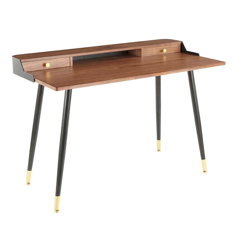Bureau d'ordinateur Carson Carrington Creggan Mid-Century Modern en métal noir et bois