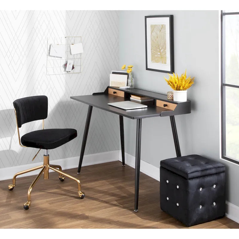 Bureau d'ordinateur Carson Carrington Creggan Mid-Century Modern en métal noir et bois