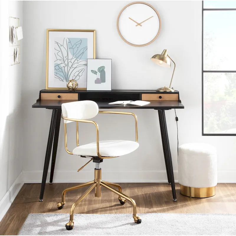 Bureau d'ordinateur Carson Carrington Creggan Mid-Century Modern en métal noir et bois