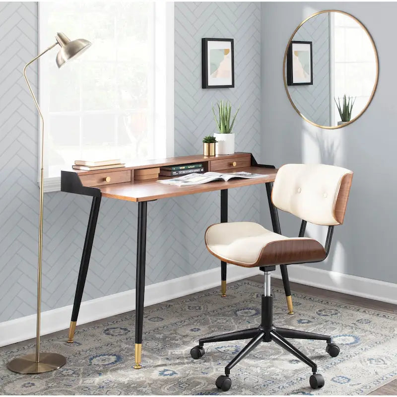 Bureau d'ordinateur Carson Carrington Creggan Mid-Century Modern en métal noir et bois