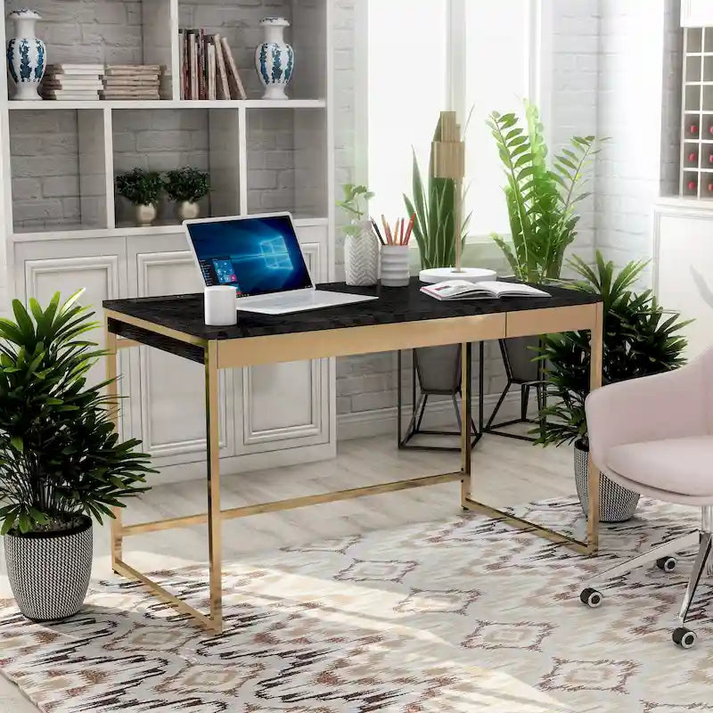 Bureau informatique Arthur Modern 122 cm en acier avec ports de charge par Furniture of America
