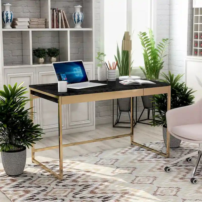 Bureau informatique Arthur Modern 122 cm en acier avec ports de charge par Furniture of America