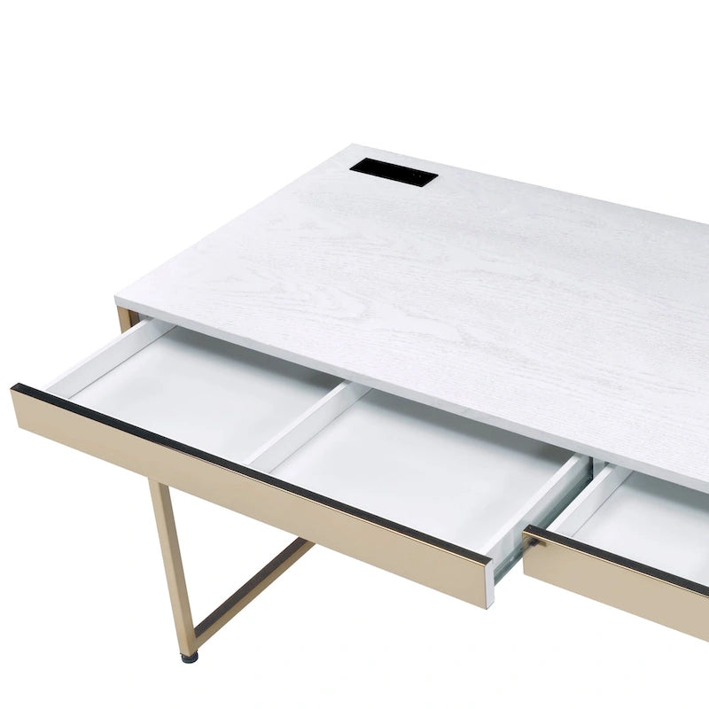 Bureau informatique Arthur Modern 122 cm en acier avec ports de charge par Furniture of America