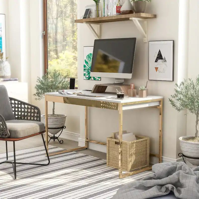 Bureau informatique Arthur Modern 122 cm en acier avec ports de charge par Furniture of America