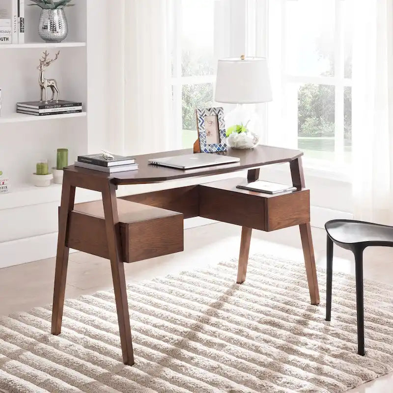 SEI Furniture Casella Midcentury Modern Writing Desk with Storage