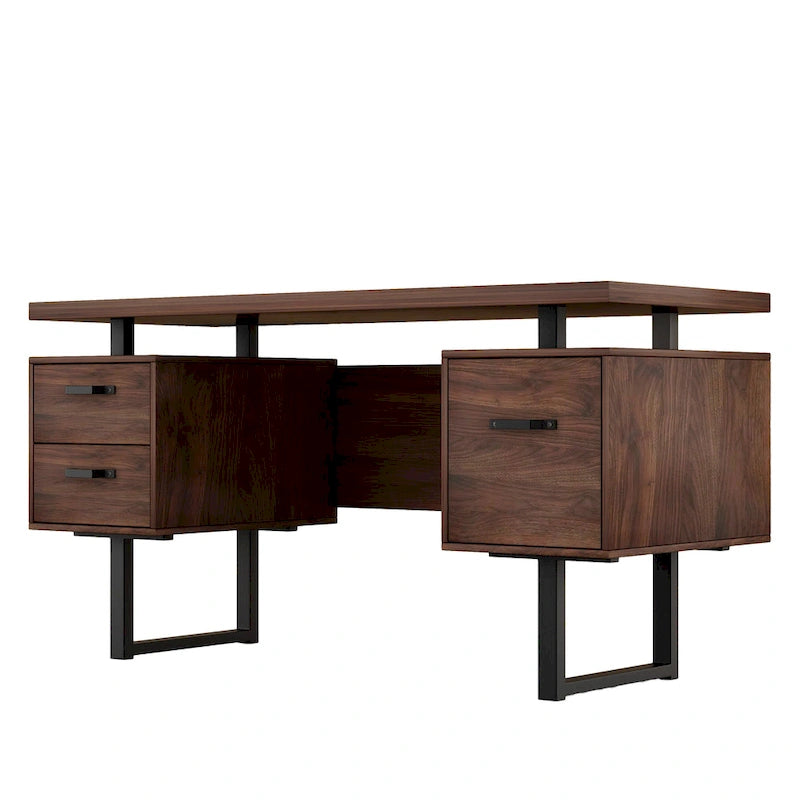 Bureau d'ordinateur à domicile avec tiroirs 150 cm