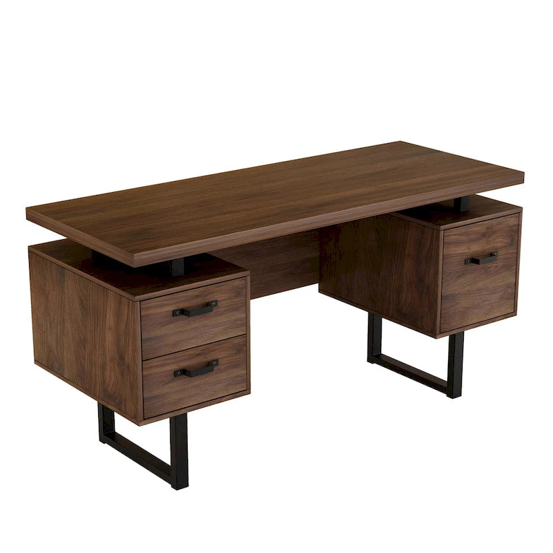 Bureau d'ordinateur à domicile avec tiroirs 150 cm