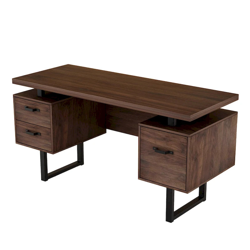 Bureau d'ordinateur à domicile avec tiroirs 150 cm