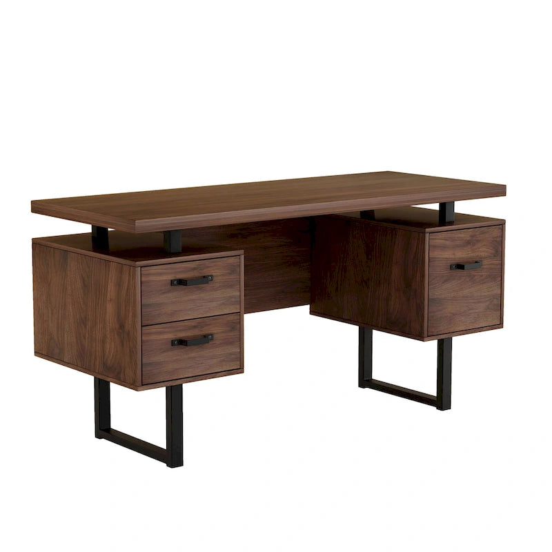 Bureau d'ordinateur à domicile avec tiroirs 150 cm