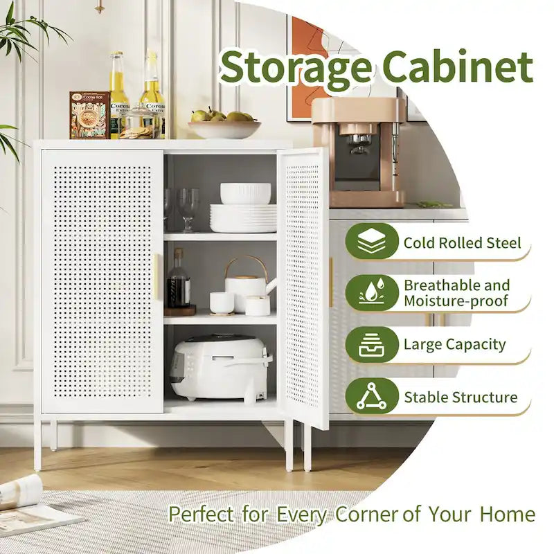 Armoire de rangement métallique avec 2 portes et 2 étagères réglables, Armoire de rangement de garage verrouillable en acier