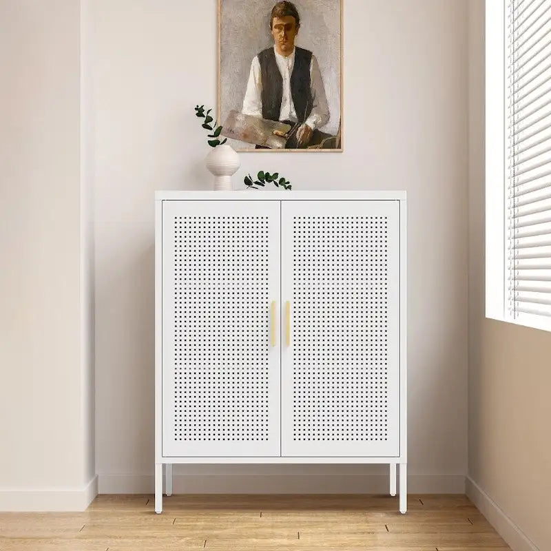 Armoire de rangement métallique avec 2 portes et 2 étagères réglables, Armoire de rangement de garage verrouillable en acier