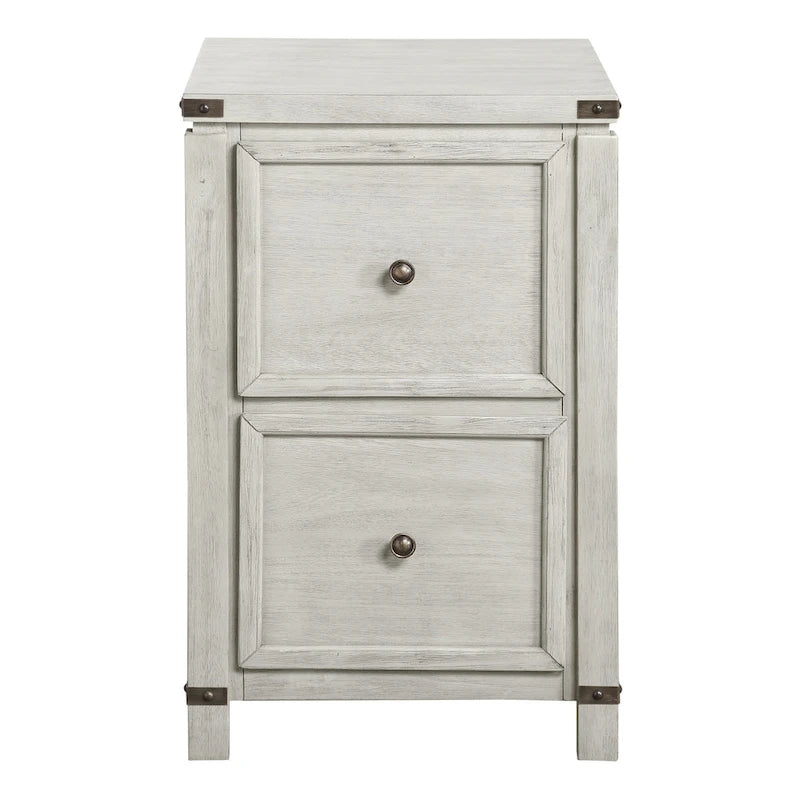 Meuble de classement à deux tiroirs OS Home & Office Furniture en placage de bois de chêne couleur champagne