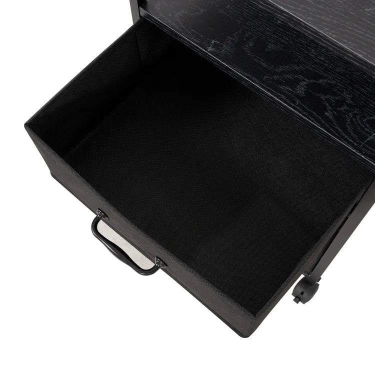 Meuble de classement mobile à 2 tiroirs avec support d'imprimante roulant avec étagère de rangement ouverte, armoire de classement verticale en tissu
