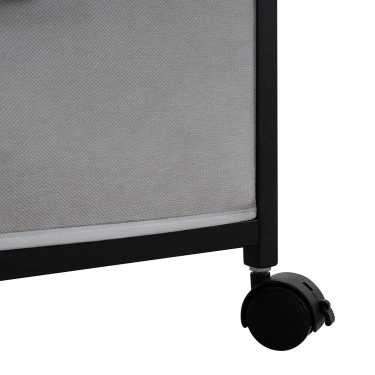 Meuble de classement mobile à 2 tiroirs avec support d'imprimante roulant avec étagère de rangement ouverte, armoire de classement verticale en tissu
