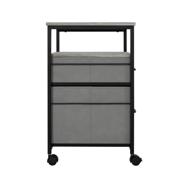 Meuble de classement mobile à 2 tiroirs avec support d'imprimante roulant avec étagère de rangement ouverte, armoire de classement verticale en tissu