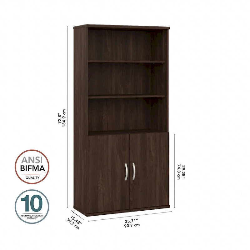 Bibliothèque hybride 5 étagères avec portes de Bush Business Furniture