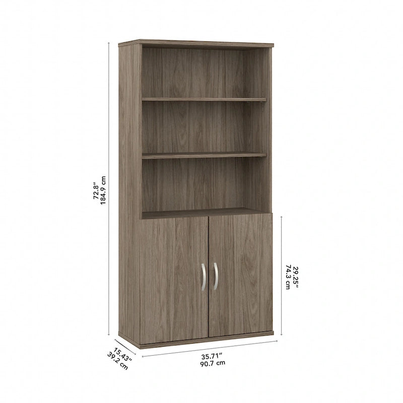 Bibliothèque hybride 5 étagères avec portes de Bush Business Furniture
