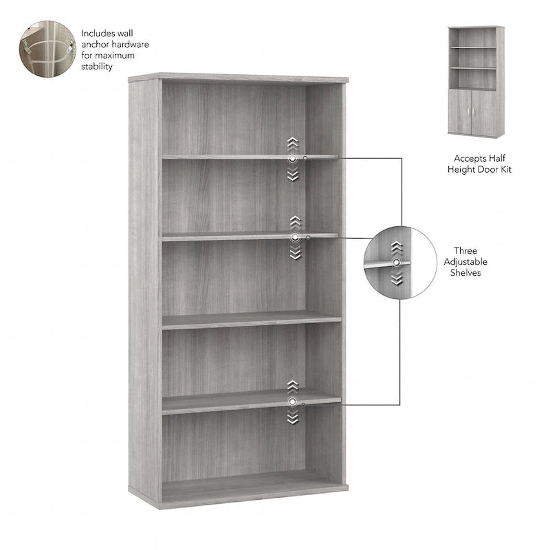 Bibliothèque hybride 5 étagères avec portes de Bush Business Furniture