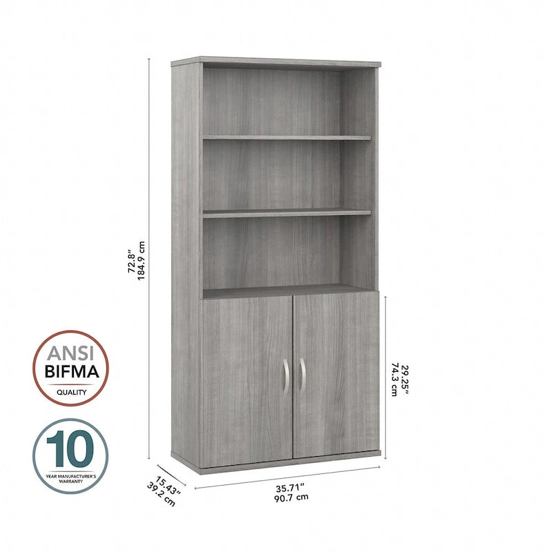 Bibliothèque hybride 5 étagères avec portes de Bush Business Furniture