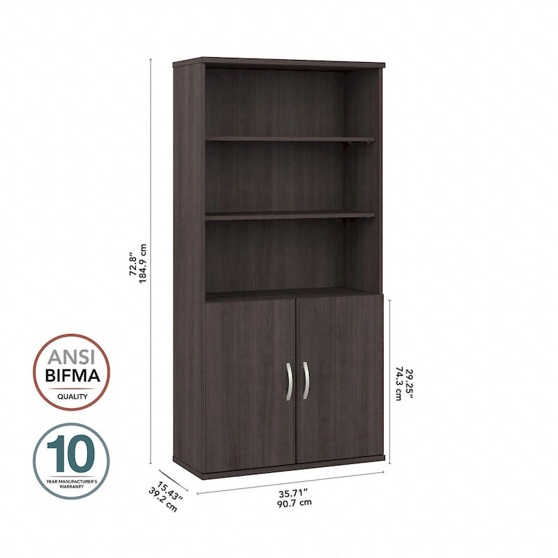 Bibliothèque hybride 5 étagères avec portes de Bush Business Furniture