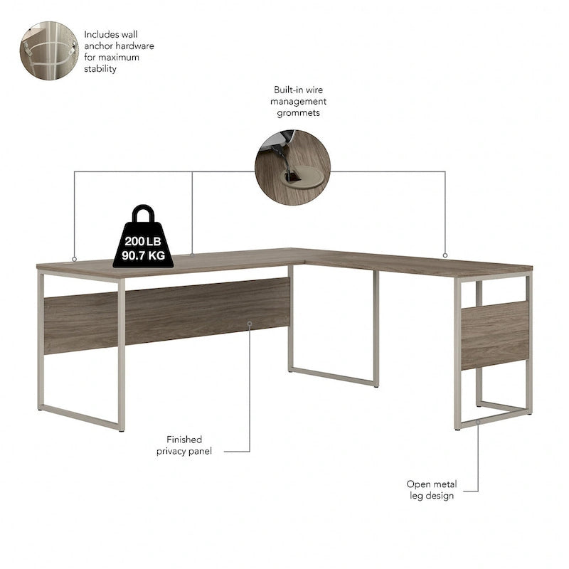 Bureau en L Hybrid de 72 po L x 30 po P de Bush Business Furniture