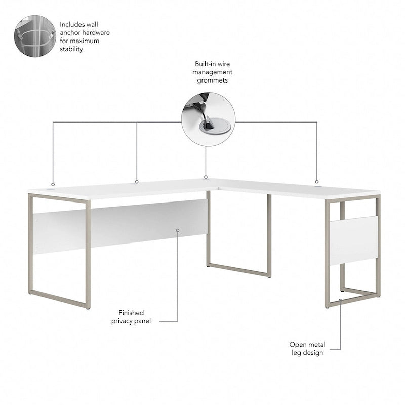 Bureau en L Hybrid de 72 po L x 30 po P de Bush Business Furniture