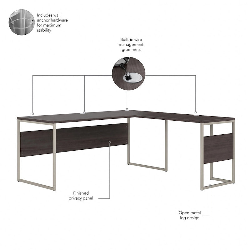Bureau en L Hybrid de 72 po L x 30 po P de Bush Business Furniture