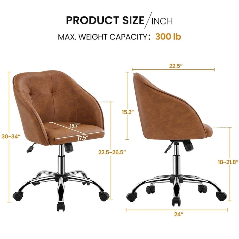 Chaise de bureau Yaheetech pour la maison, réglable en hauteur, pivotante à 360°