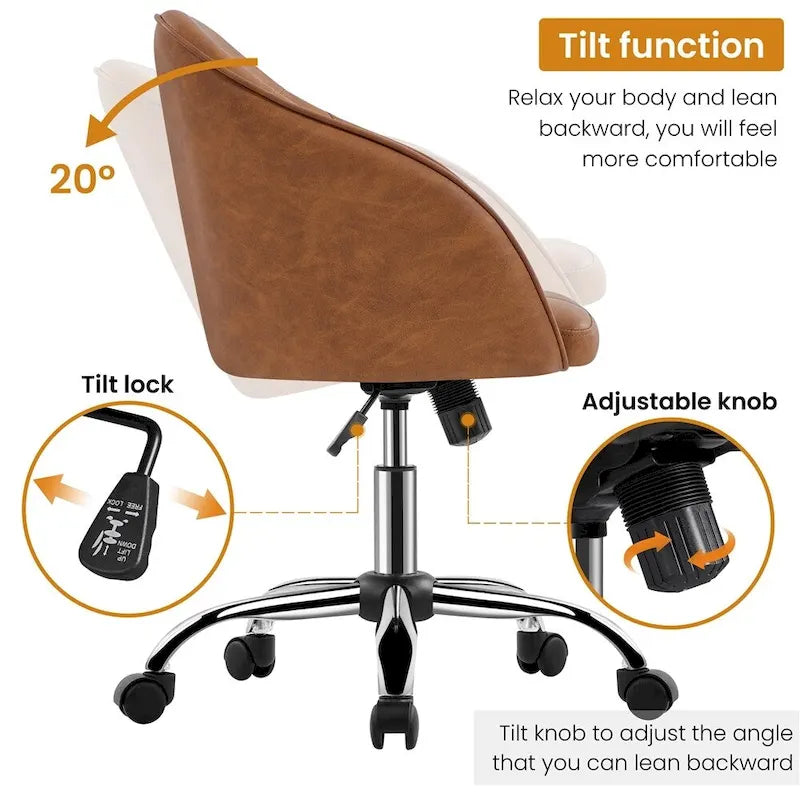 Chaise de bureau Yaheetech pour la maison, réglable en hauteur, pivotante à 360°