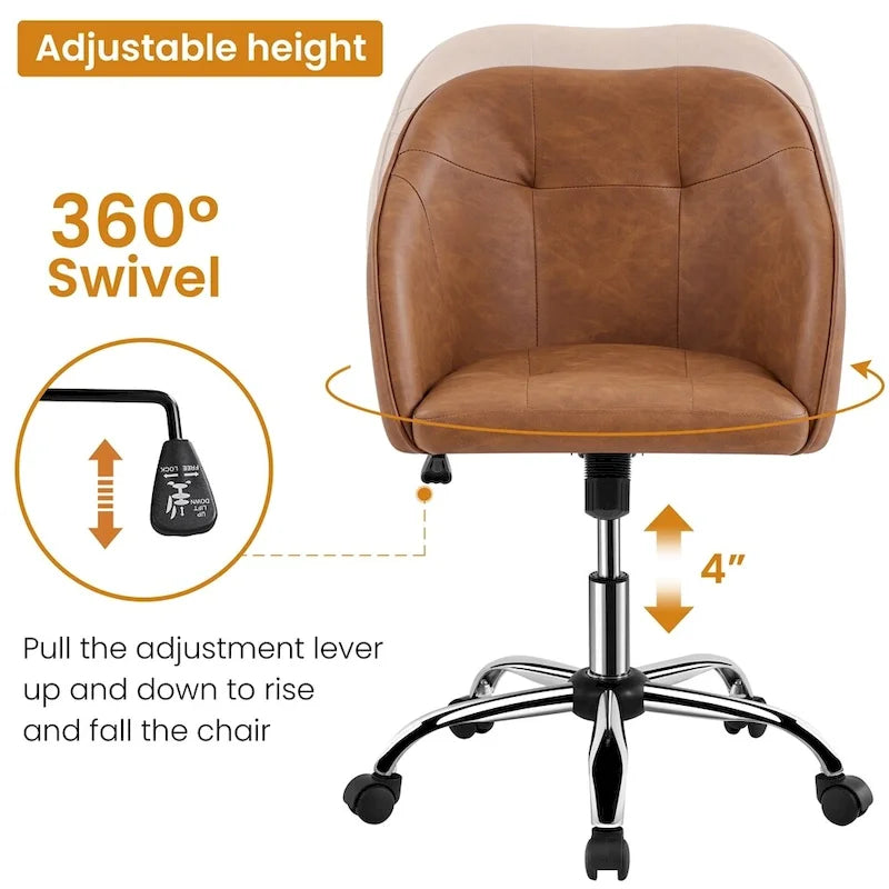 Chaise de bureau Yaheetech pour la maison, réglable en hauteur, pivotante à 360°