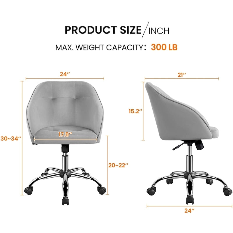 Chaise de bureau Yaheetech pour la maison, réglable en hauteur, pivotante à 360°