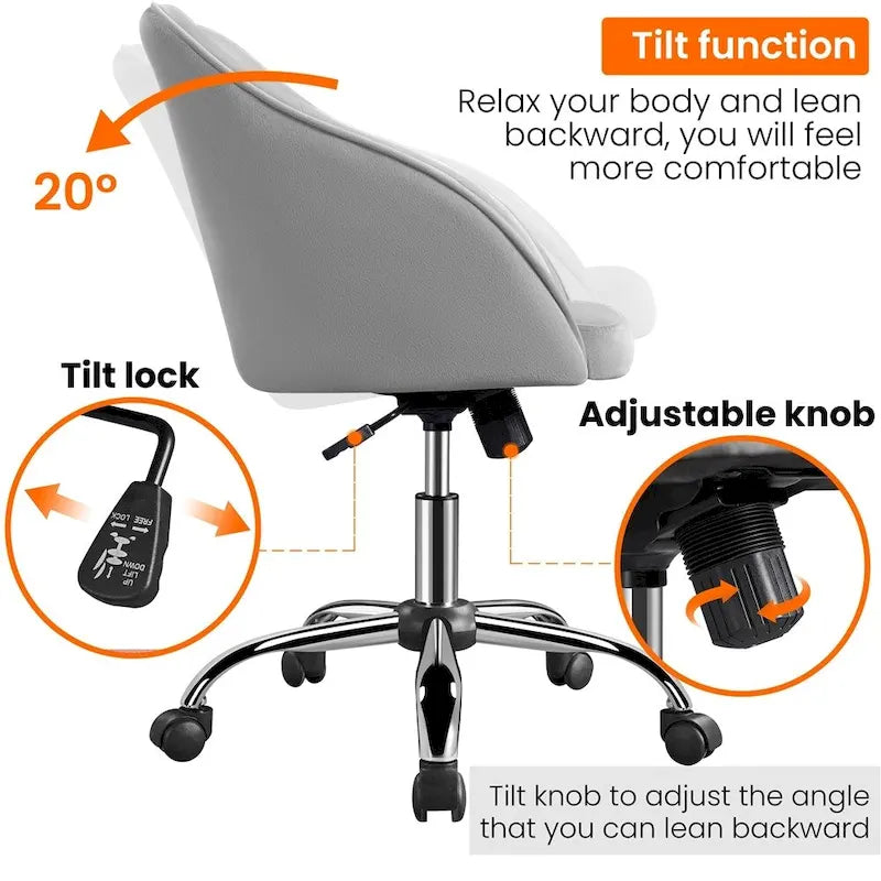 Chaise de bureau Yaheetech pour la maison, réglable en hauteur, pivotante à 360°