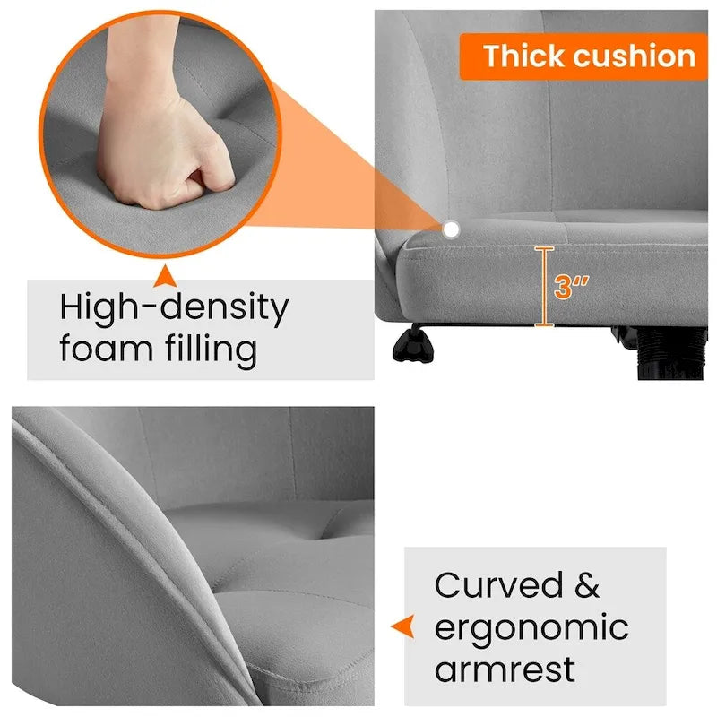Chaise de bureau Yaheetech pour la maison, réglable en hauteur, pivotante à 360°