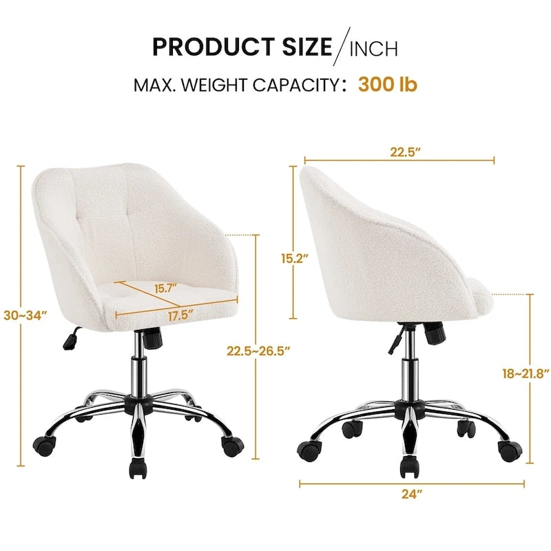 Chaise de bureau Yaheetech pour la maison, réglable en hauteur, pivotante à 360°