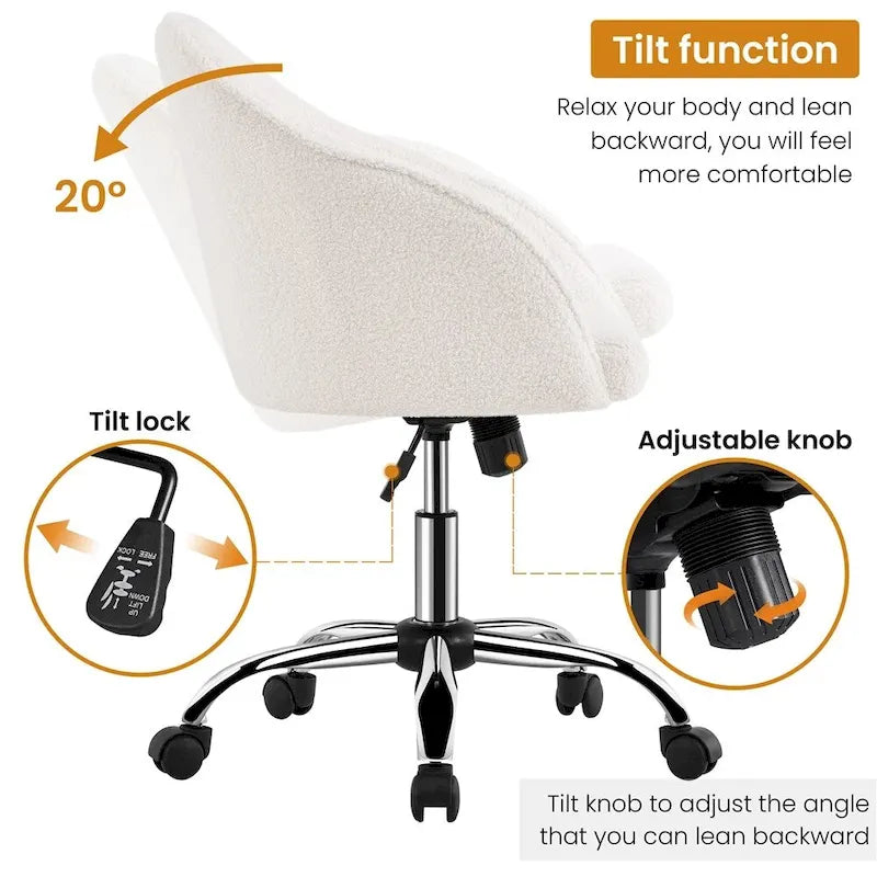 Chaise de bureau Yaheetech pour la maison, réglable en hauteur, pivotante à 360°