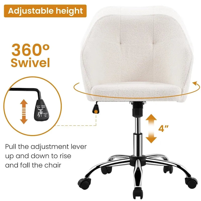 Chaise de bureau Yaheetech pour la maison, réglable en hauteur, pivotante à 360°