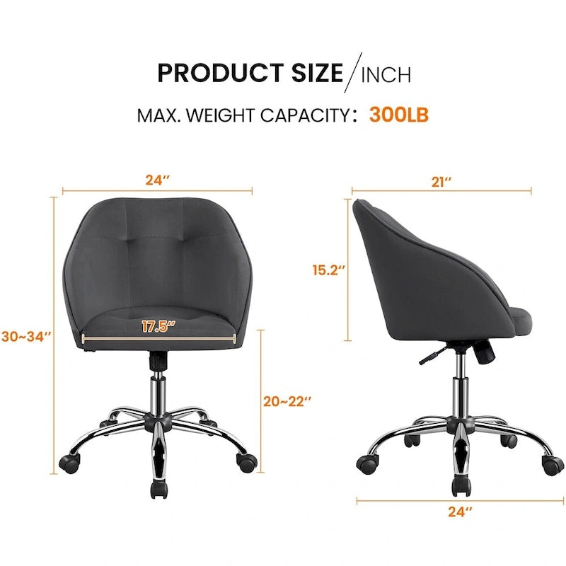 Chaise de bureau Yaheetech pour la maison, réglable en hauteur, pivotante à 360°