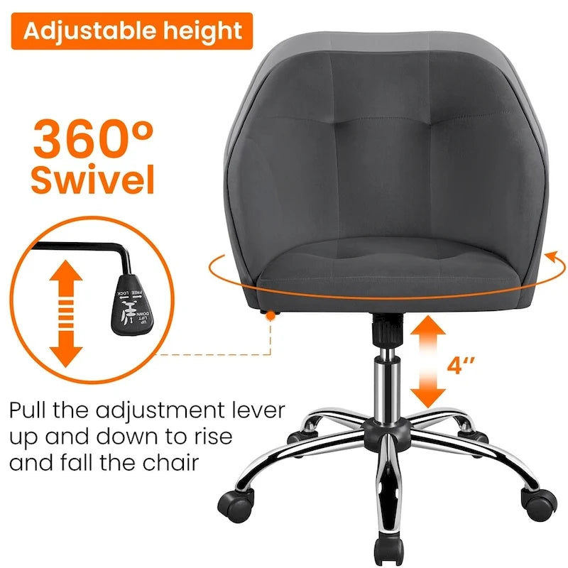 Chaise de bureau Yaheetech pour la maison, réglable en hauteur, pivotante à 360°