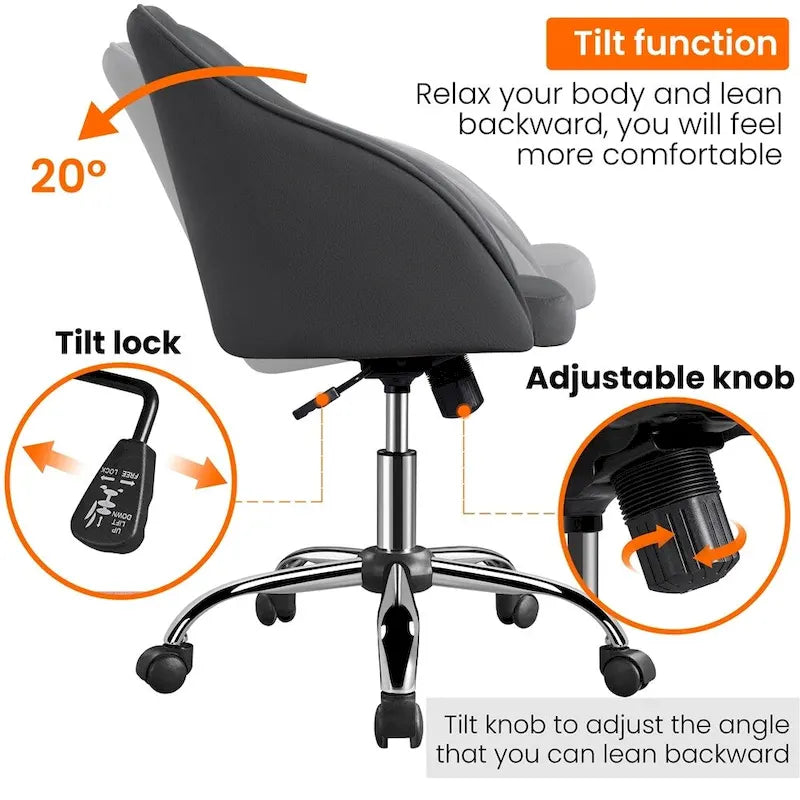 Chaise de bureau Yaheetech pour la maison, réglable en hauteur, pivotante à 360°