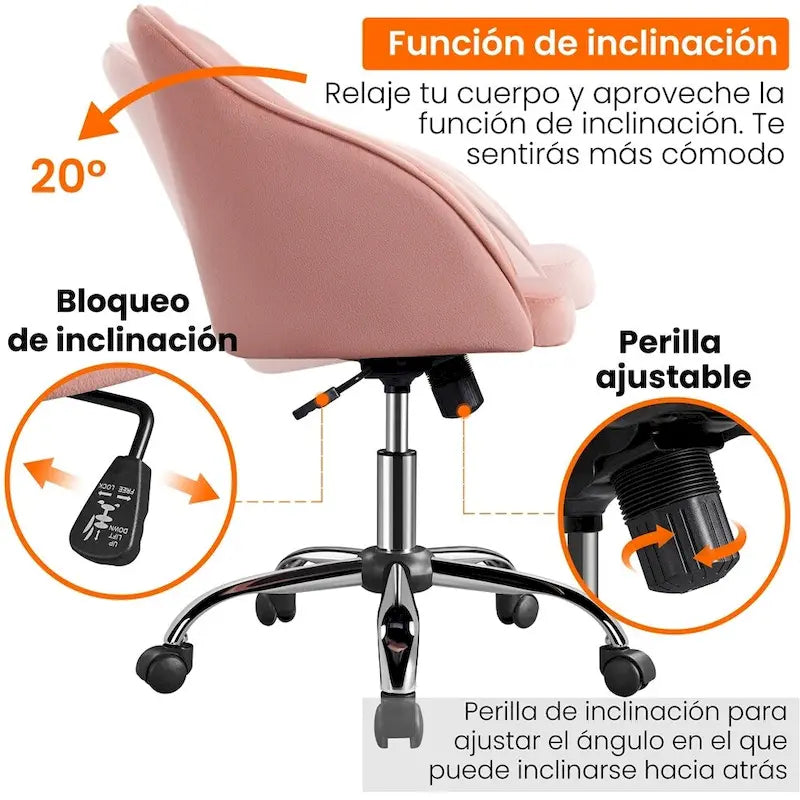 Chaise de bureau Yaheetech pour la maison, réglable en hauteur, pivotante à 360°