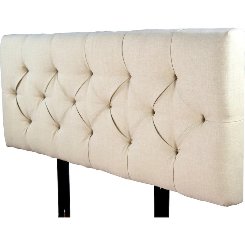 Tête de lit capitonnée en tissu à motif losanges kaki Sachi de MJL Furniture