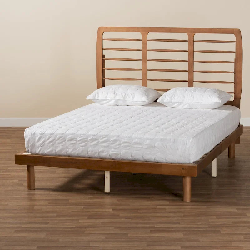Lit plateforme en bois Petra, style moderne du milieu du siècle