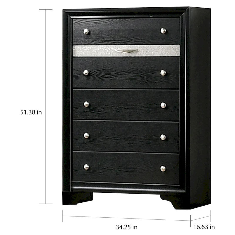 Ensemble table de chevet et commode 2 pièces Balistrieri Contemporary Noir par Silver Orchid