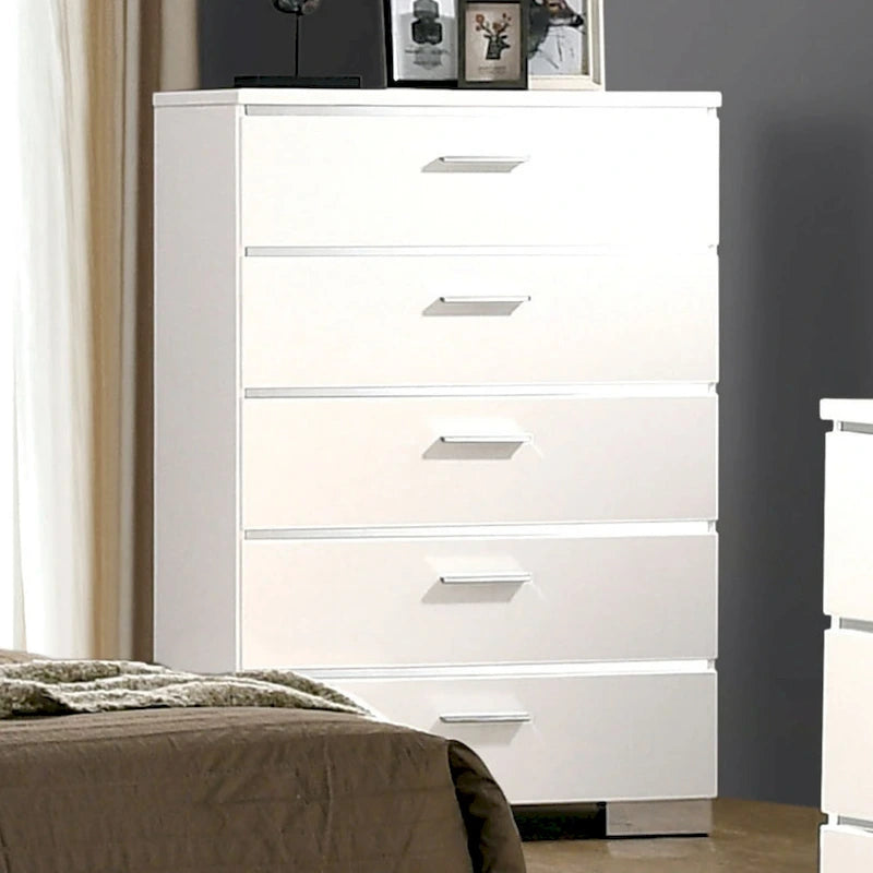 Ensemble lit et commode haute 2 pièces contemporain Champs en bois massif Furniture of America
