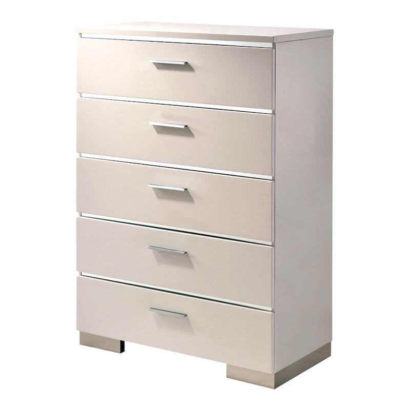Ensemble lit et commode haute 2 pièces contemporain Champs en bois massif Furniture of America