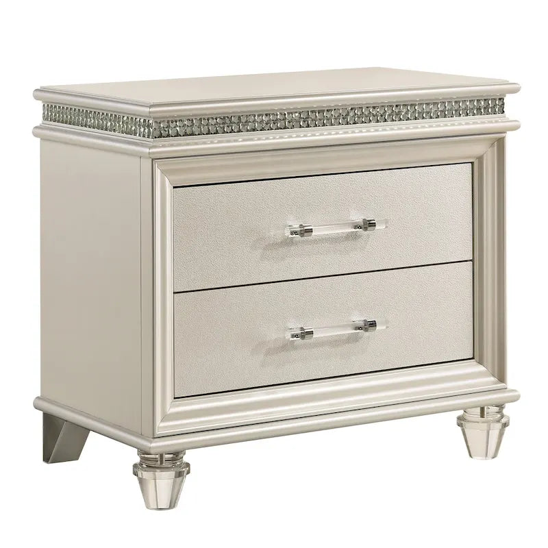 Ensemble de 2 chevets et commode Xian blanc de transition par Furniture of America