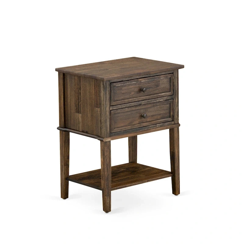East West Furniture Ensemble de lit Queen Size – Cadre de lit marron avec tête de lit et petite table de chevet – Pieds finition noire (options de table d'appoint)